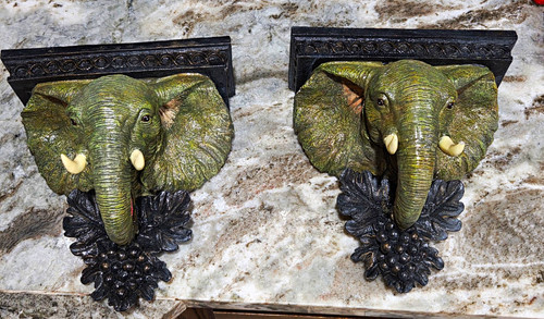 Elephant head resin - resin, shelf